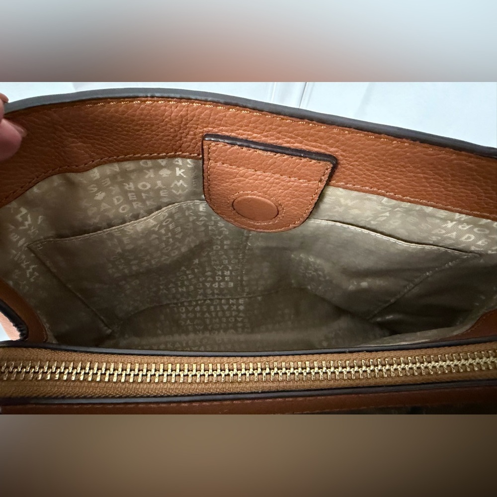 Kate Spade Evangelie Larchmont Warm Cognac Pebbled Leather Tan Crossbody/Satchel - Picture 7 of 11